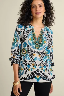 Soft Surroundings Tops|Leona Long Sleeve Top TibetanScarf