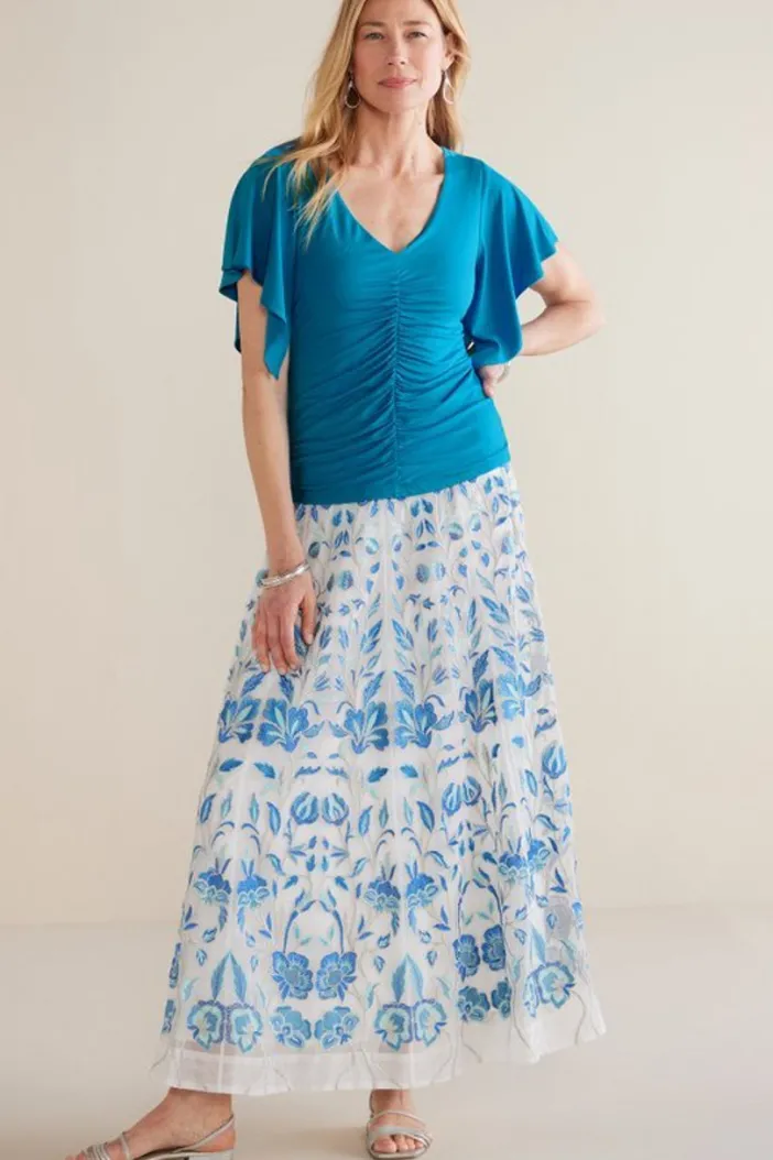 Soft Surroundings Tops|Leya Ruched Top SwedishBlue