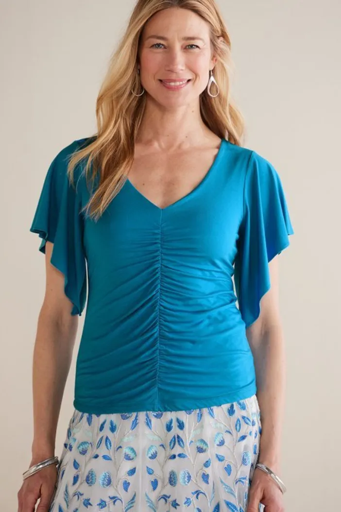 Soft Surroundings Tops|Leya Ruched Top SwedishBlue