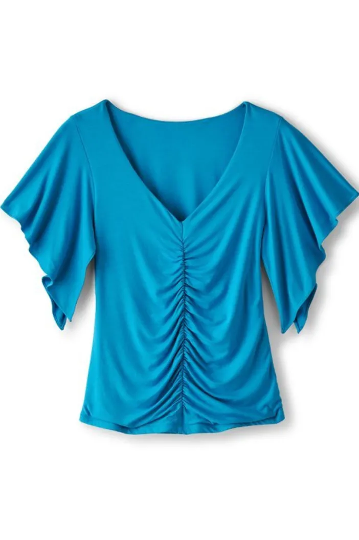 Soft Surroundings Tops|Leya Ruched Top SwedishBlue
