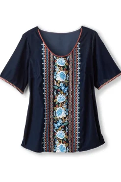 Soft Surroundings Tops|Lilian Velvet Top MedievalBlue