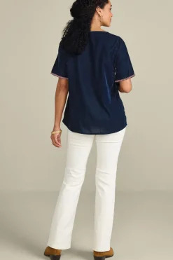 Soft Surroundings Tops|Lilian Velvet Top MedievalBlue