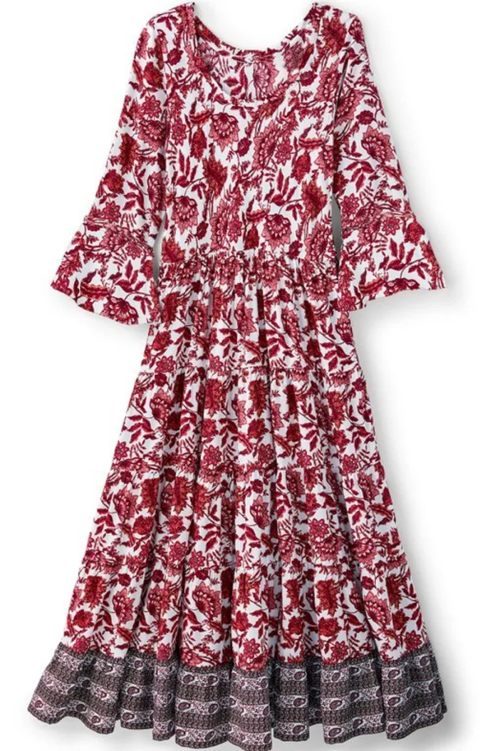 Soft Surroundings Dresses|Lily Midi Dress MaroonSketchedBotanical