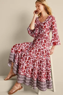 Soft Surroundings Dresses|Lily Midi Dress MaroonSketchedBotanical