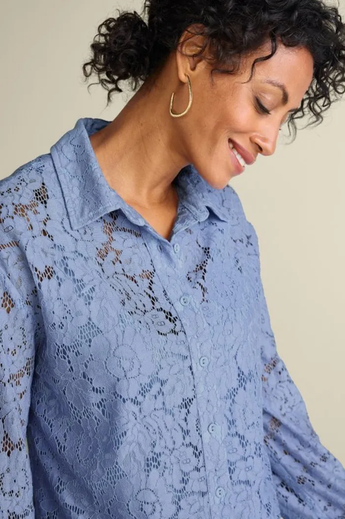 Soft Surroundings Tops|Lisa Lace Button Front
