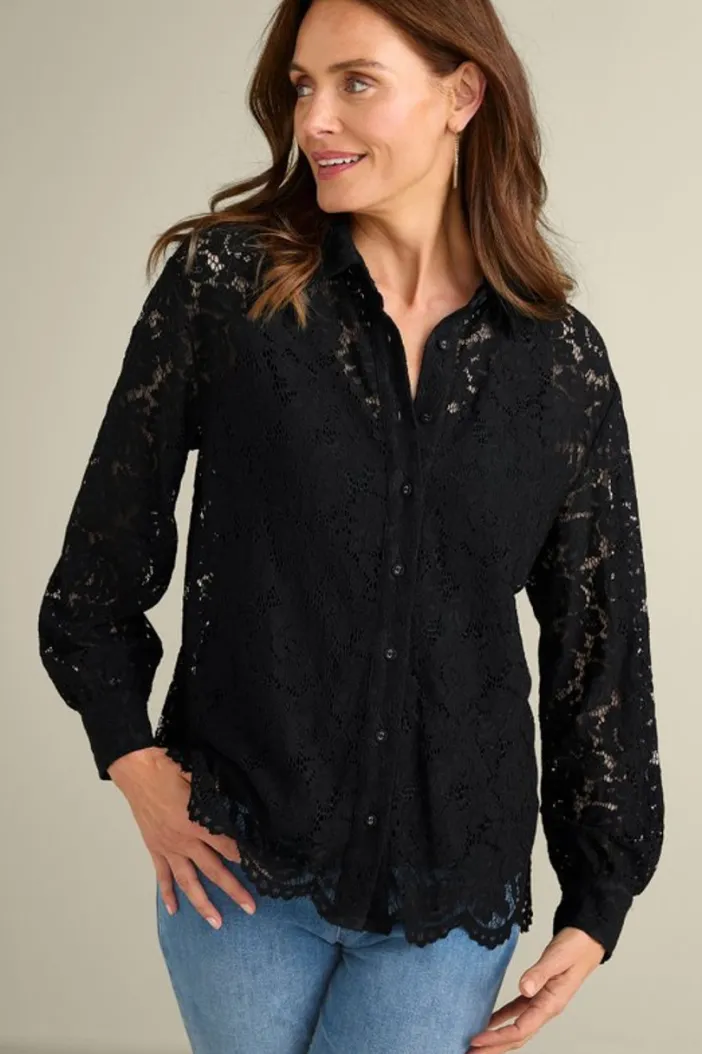 Soft Surroundings Tops|Lisa Lace Button Front