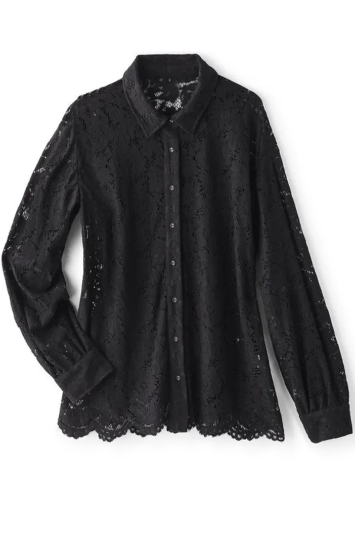 Soft Surroundings Tops|Lisa Lace Button Front