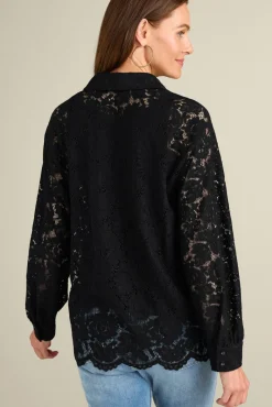Soft Surroundings Tops|Lisa Lace Button Front