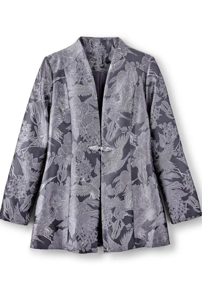 Soft Surroundings Jackets & Coats|Lismore Jacquard Jacket GrayTapestry