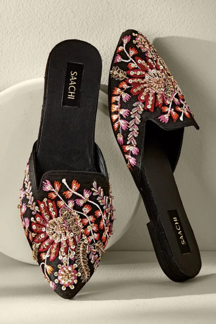 Soft Surroundings Shoes|Lola Embellished Slides BlackMulti