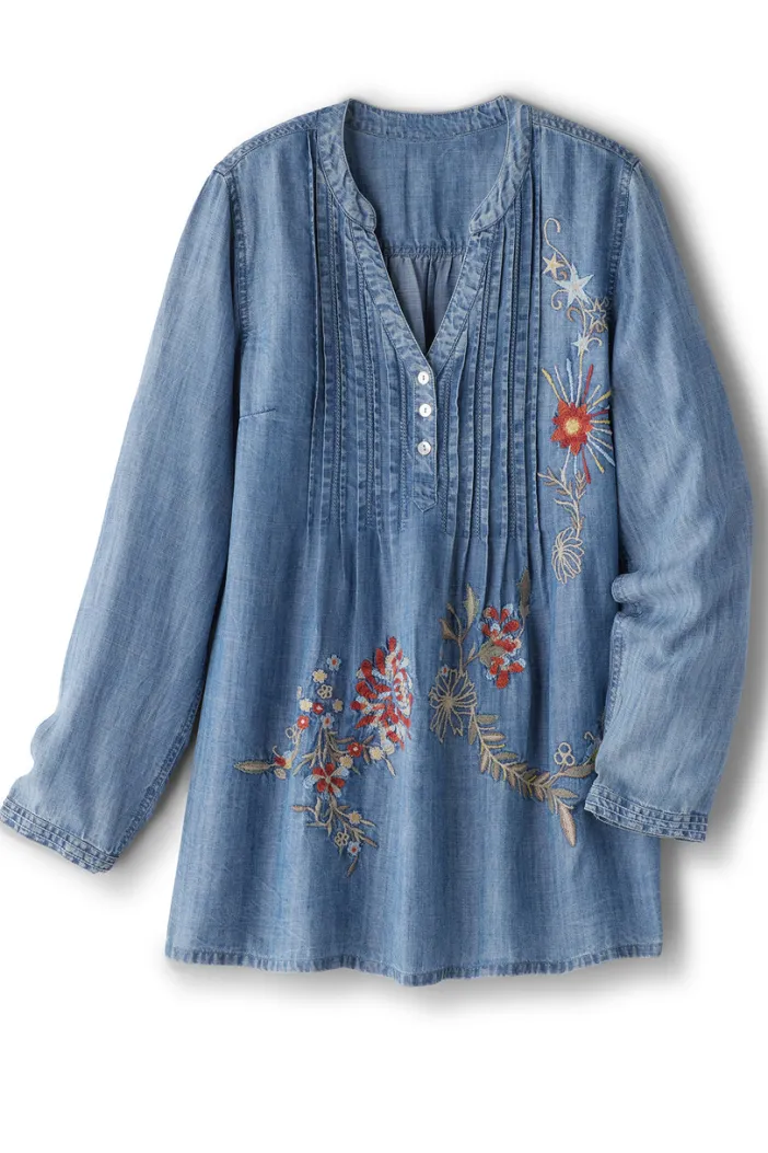 Soft Surroundings Tops|Maddie Tencel™ Tunic MediumBlueWash