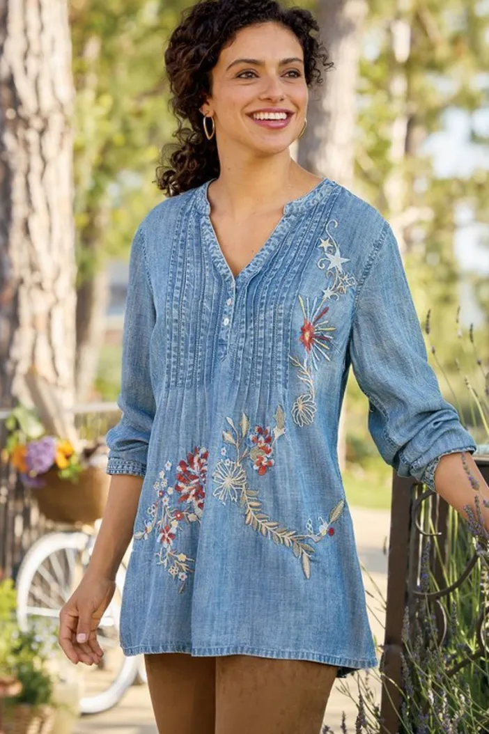 Soft Surroundings Tops|Maddie Tencel™ Tunic MediumBlueWash