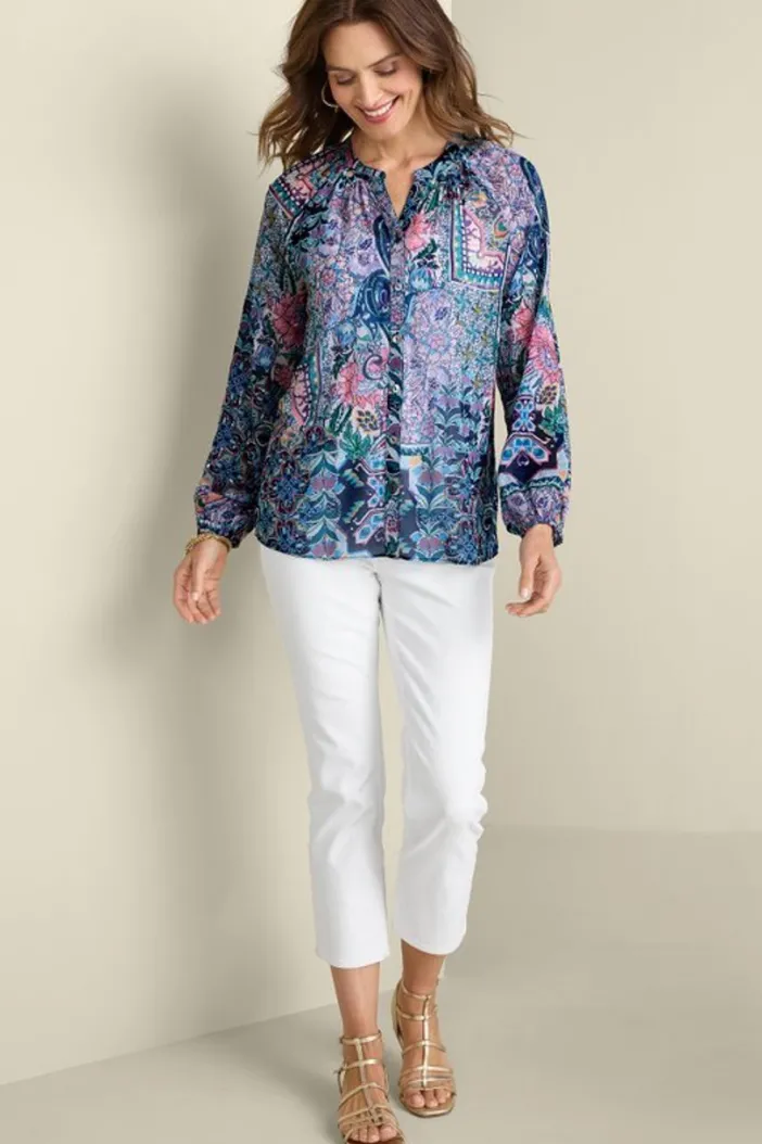 Soft Surroundings Tops|Maisie Long Sleeve Top SafiTapestry