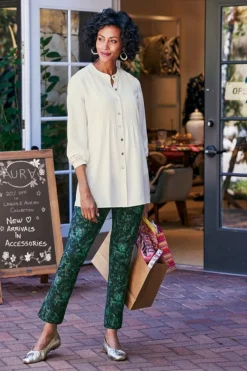 Soft Surroundings Tops|Makara Button Tunic IvoryPearl