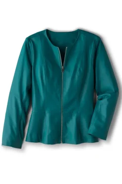 Soft Surroundings Toppers|Jackets & Coats|Marfa Leather Jacket DeepLagoon