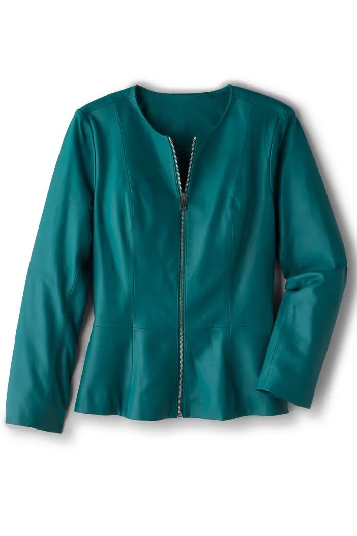 Soft Surroundings Toppers|Jackets & Coats|Marfa Leather Jacket DeepLagoon