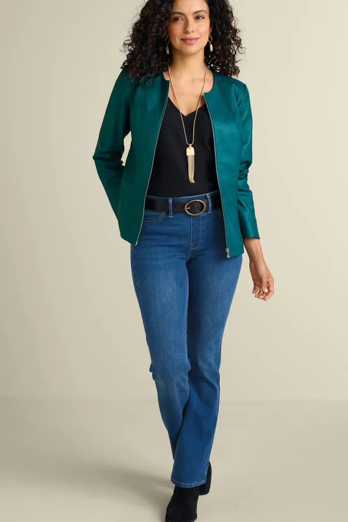 Soft Surroundings Toppers|Jackets & Coats|Marfa Leather Jacket DeepLagoon