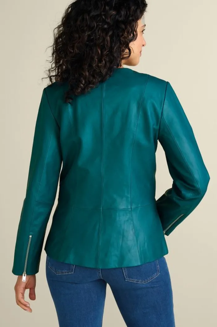 Soft Surroundings Toppers|Jackets & Coats|Marfa Leather Jacket DeepLagoon