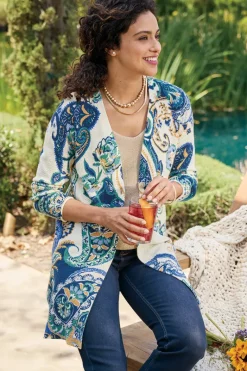Soft Surroundings Tops|Sweaters & Cardigans|Marin Cardigan AutumnPaisleyScarfBlue
