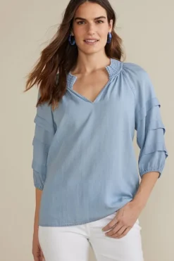Soft Surroundings Tops|Marisol Tencel™ Top LightChambray