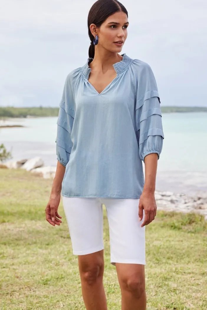 Soft Surroundings Tops|Marisol Tencel™ Top LightChambray