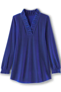 Soft Surroundings Tops|Marlee Ruffle Velvet Top