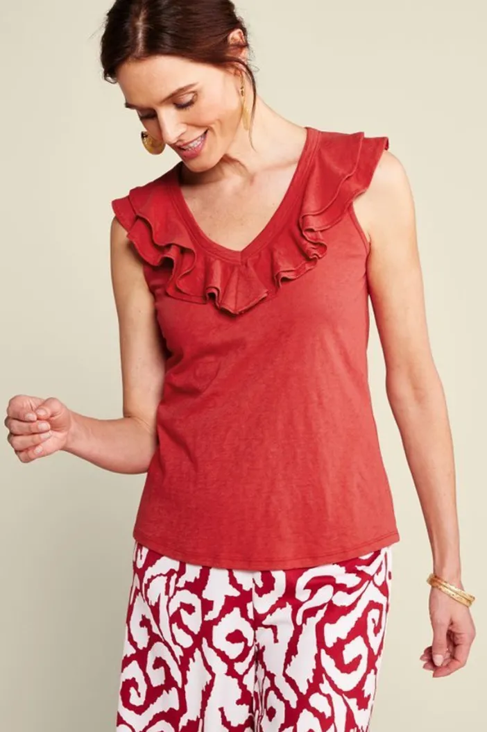 Soft Surroundings Tops|Marybeth Ruffle Tank AmericanBeauty