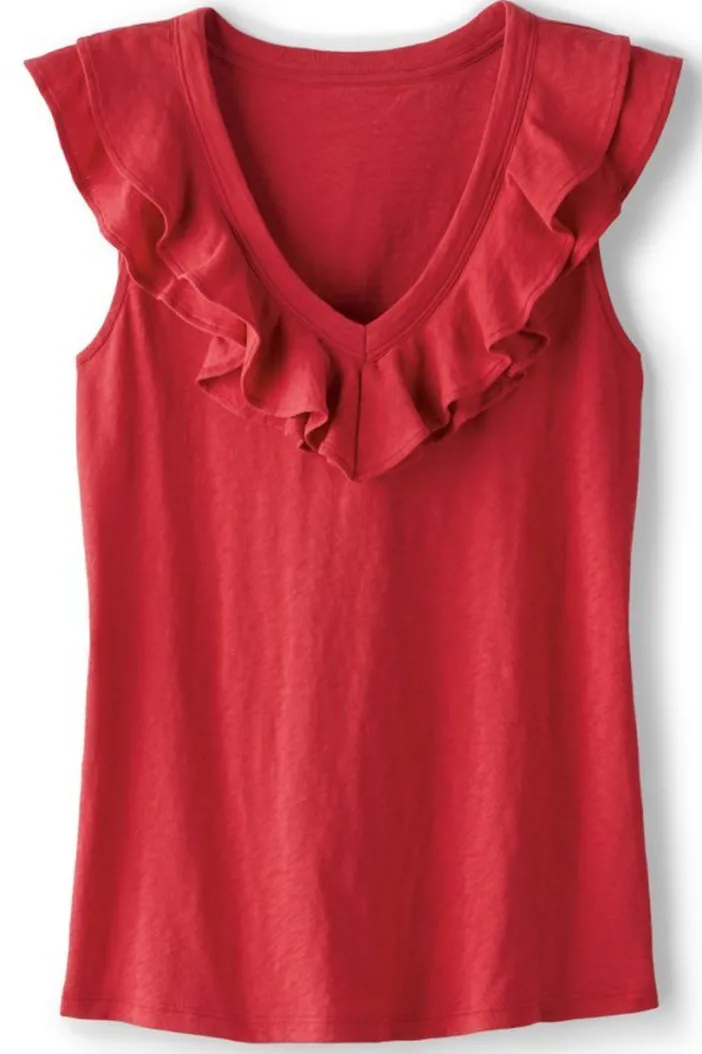 Soft Surroundings Tops|Marybeth Ruffle Tank AmericanBeauty