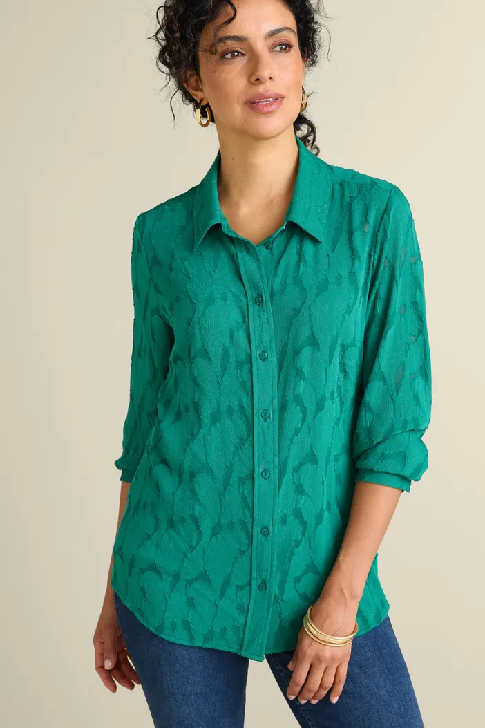 Soft Surroundings Tops|Matine Jacquard Tunic & Cami Evergreen