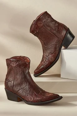 Soft Surroundings Shoes|Matisse Savanna Embossed Bootie Brown