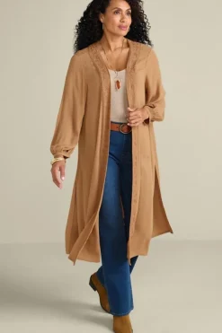 Soft Surroundings Toppers|Jackets & Coats|Megara Gauze Topper BrownSugar