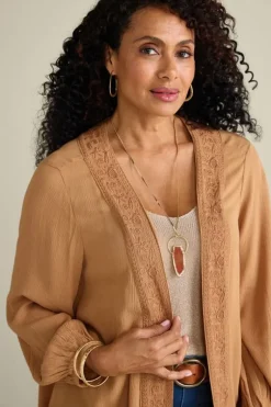 Soft Surroundings Toppers|Jackets & Coats|Megara Gauze Topper BrownSugar