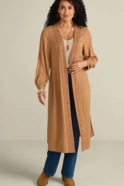Soft Surroundings Toppers|Jackets & Coats|Megara Gauze Topper BrownSugar