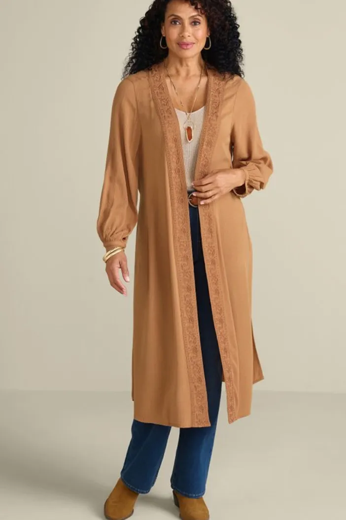 Soft Surroundings Toppers|Jackets & Coats|Megara Gauze Topper BrownSugar