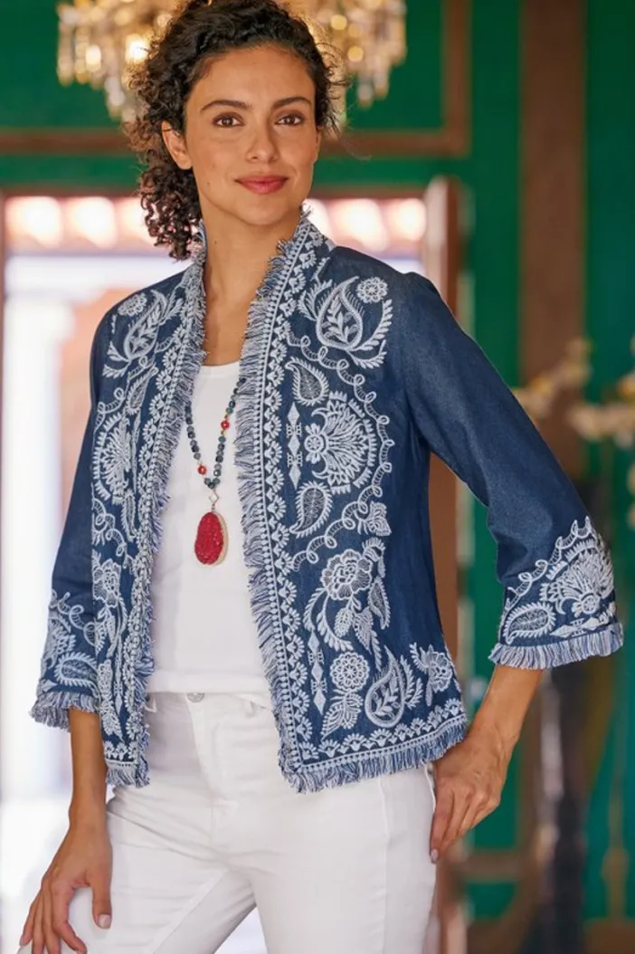 Soft Surroundings Toppers|Jackets & Coats|Mesaria Jacket DenimBlue