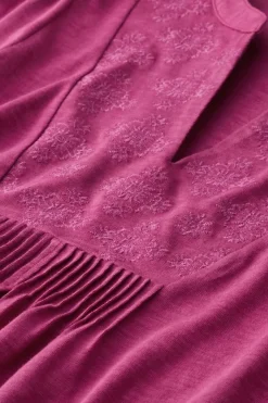 Soft Surroundings Tops|Tunics & Leggings|Mikaela Embroidered 3/4 Sleeve Tunic RaspberryRadiance