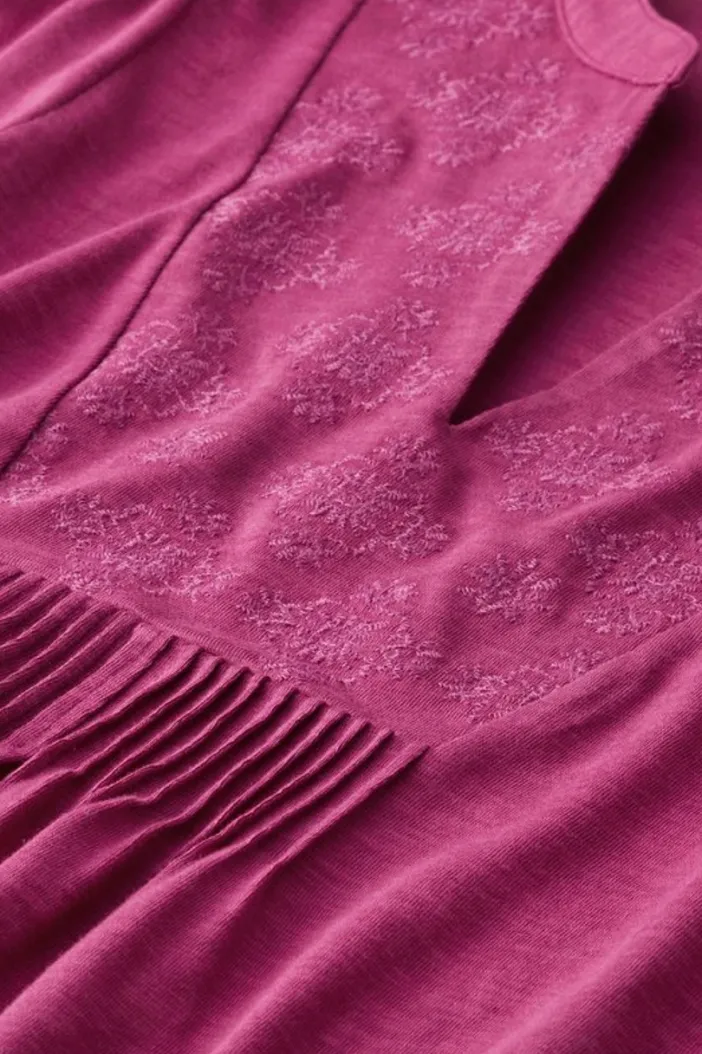 Soft Surroundings Tops|Tunics & Leggings|Mikaela Embroidered 3/4 Sleeve Tunic RaspberryRadiance