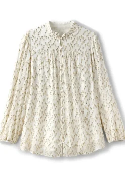 Soft Surroundings Tops|Mila Metallic Blouse IvoryPearl