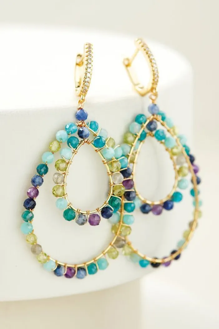 Soft Surroundings Jewelry|Earrings|Mimi Beaded Hoop Earrings BlueMulti