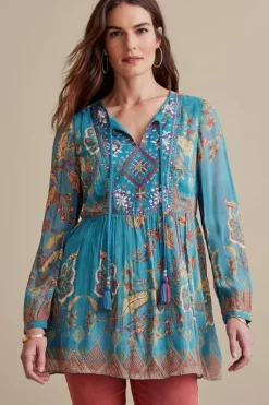 Soft Surroundings Tops|Tunics & Leggings|Mirapani Tunic AyalettaBlue