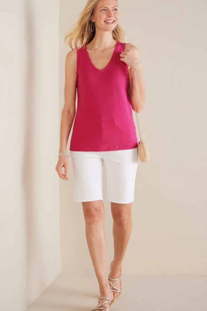 Soft Surroundings Tops|Mistral Supima Slub Tank PinkPeacock