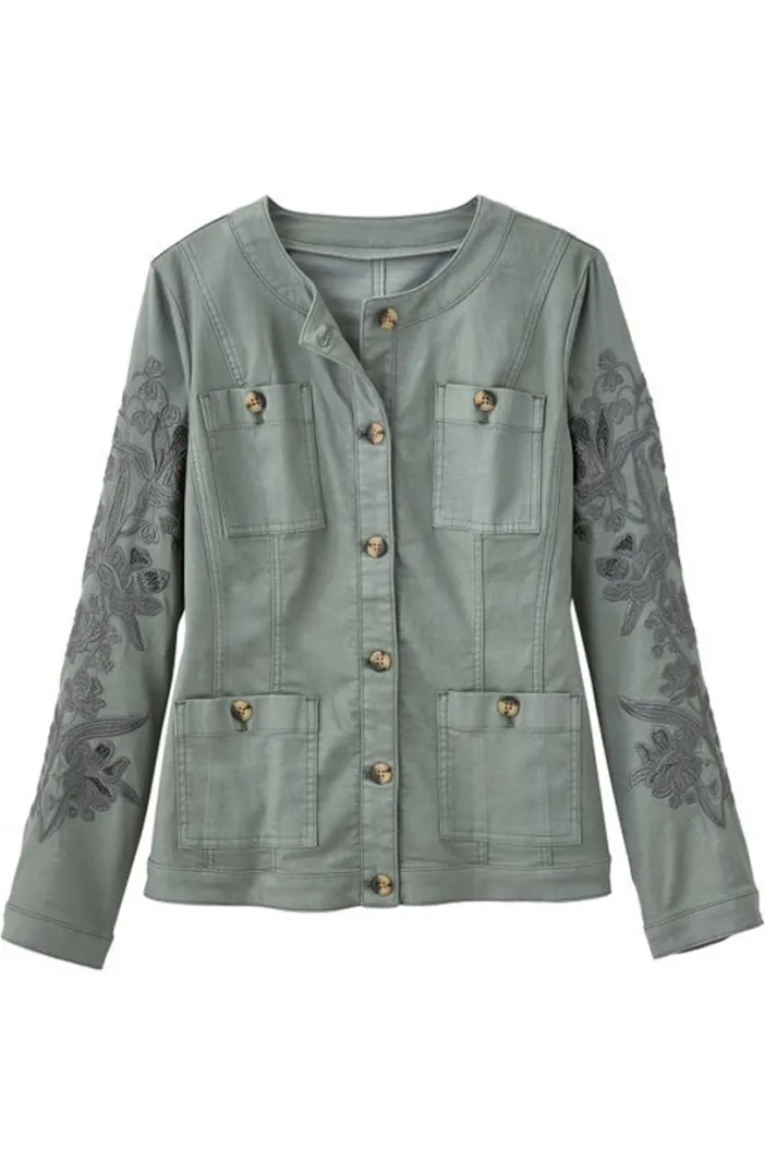 Soft Surroundings Toppers|Jackets & Coats|Monterey Utility Jacket AgaveGreen