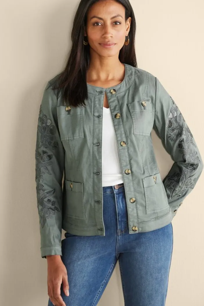Soft Surroundings Toppers|Jackets & Coats|Monterey Utility Jacket AgaveGreen