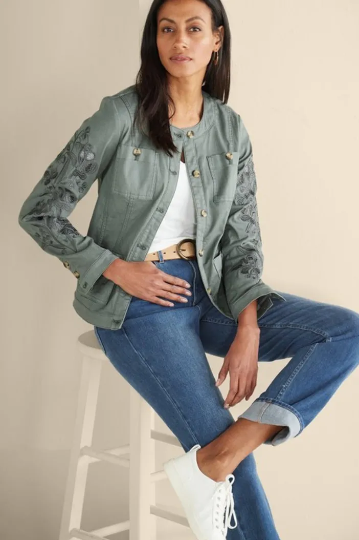 Soft Surroundings Toppers|Jackets & Coats|Monterey Utility Jacket AgaveGreen