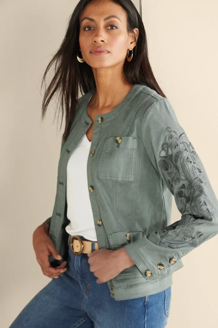 Soft Surroundings Toppers|Jackets & Coats|Monterey Utility Jacket AgaveGreen