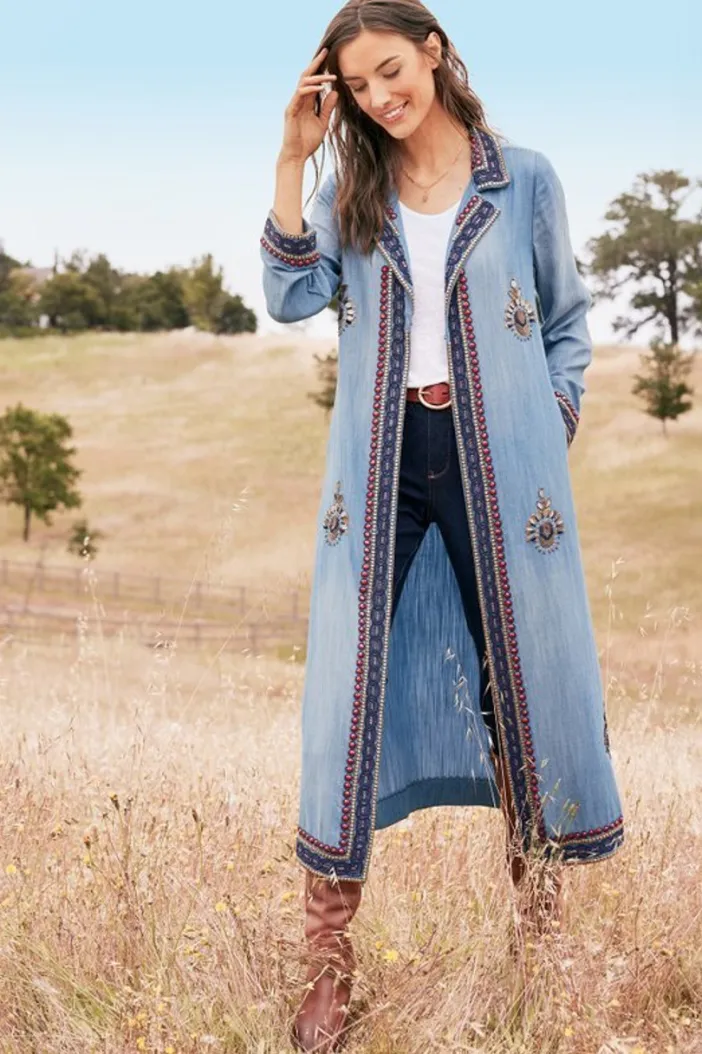 Soft Surroundings Toppers|Jackets & Coats|Morena Duster DenimBlue