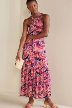 Soft Surroundings Dresses|Nalani Gauze Maxi Dress IslandSunPaisleyCoral