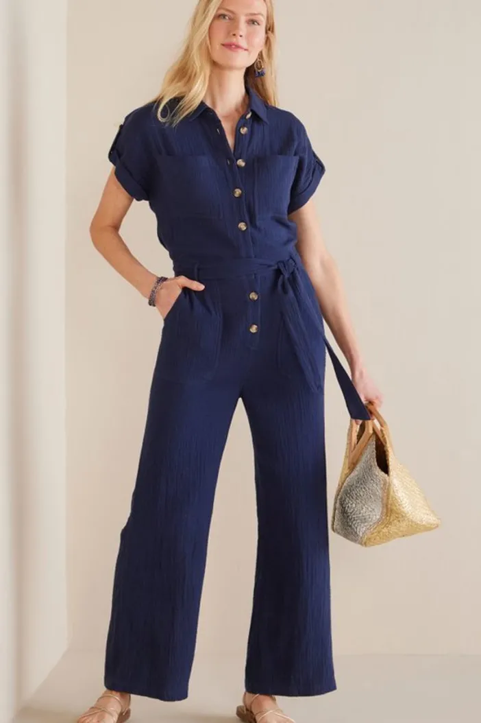 Soft Surroundings Dresses|Jumpsuits|Natasha Gauze Jumpsuit Navy