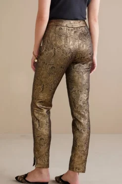 Soft Surroundings Pants|Nevina Jacquard Trouser GoldFloral