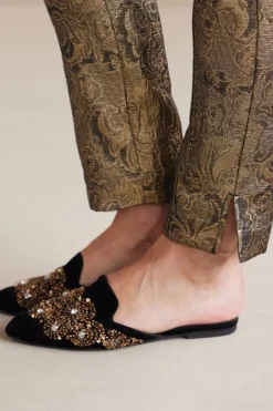 Soft Surroundings Pants|Nevina Jacquard Trouser GoldFloral